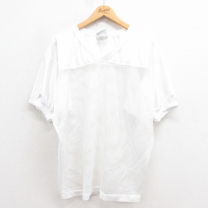 XL★古着 ローリングス 半袖 フットボール Tシャツ メンズ 無地 メッシュ地 Vネック 白 ホワイト ユニフォーム ゲームシャツ 25aug09 中古