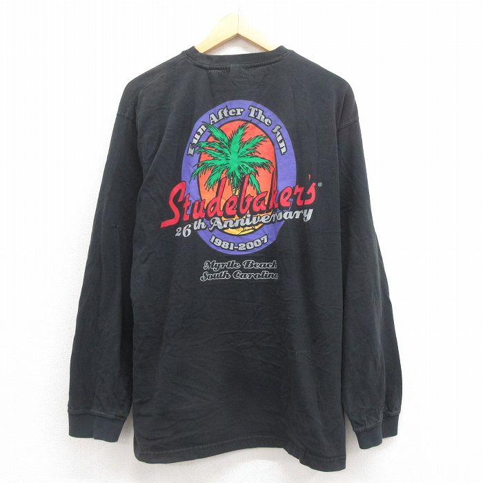 XL★古着 FUBU 長袖 ビンテージ Tシャツ メンズ 00年代 00s ヤシの木 大きいサイズ クルーネック 黒 ブラック 25aug09 中古