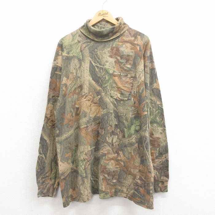 90s 長袖Tシャツ 木葉 ブラウン XL | 古着