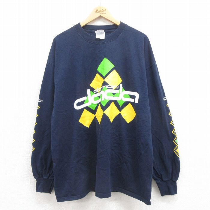 XL★古着 長袖 ビンテージ Tシャツ メンズ 00年代 00s dada 大きいサイズ コットン クルーネック 紺 ネイビー 25aug09 中古