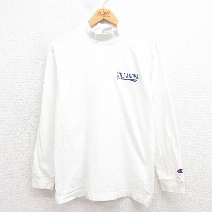 M★古着 チャンピオン champion 長袖 ビンテージ Tシャツ メンズ 00年代 00s VILLANOVA コットン モックネック ハイネック 白 ホワイト 25aug12 中古