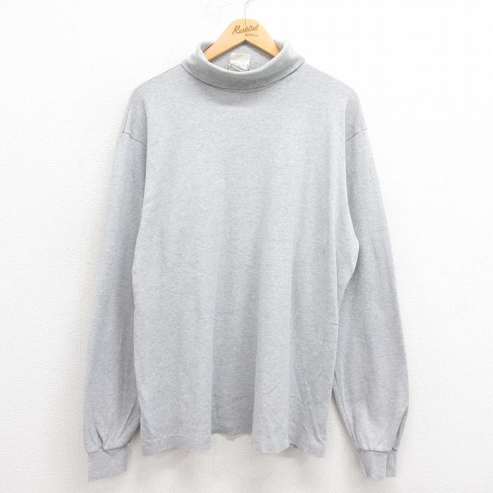 【20%OFF】XL★古着 エルエルビーン LLBEAN 長袖 ビンテージ Tシャツ メンズ 80年代 80s 無地 大きいサイズ コットン タートルネック ハイネック グレー 25aug12 中古