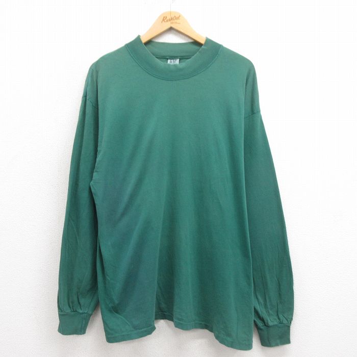 XL★古着 ギャップ GAP 長袖 ビンテージ Tシャツ メンズ 90年代 90s 無地 コットン クルーネック 緑 グリーン 25aug12 中古