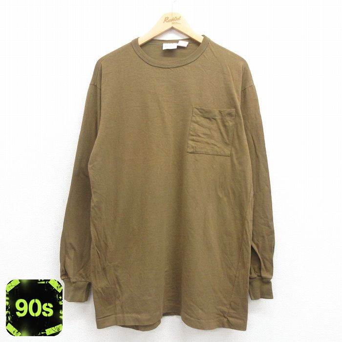90s 長袖Tシャツ 胸ポケット グリーン XL | 古着