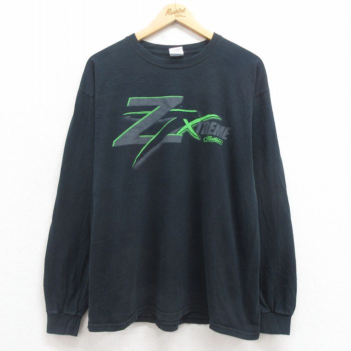 【20%OFF】XL★古着 長袖 ビンテージ Tシャツ メンズ 00年代 00s ZX コットン 黒 ブラック 25aug12 中古
