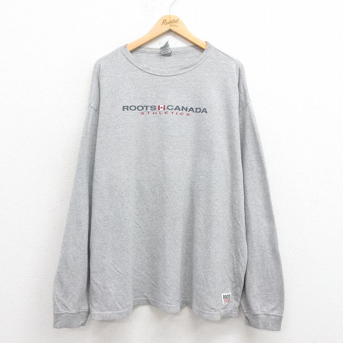 ROOTS 00s 長袖Tシャツ ビッグロゴ グレー XL | 古着