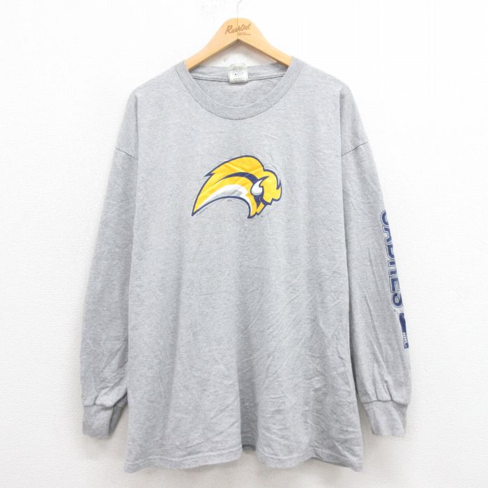 XL★古着 リー Lee 長袖 ビンテージ Tシャツ メンズ 00年代 00s NHL バッファローセイバーズ 大きいサイズ クルーネック グレー 霜降り アイスホッケー 25aug13 中古