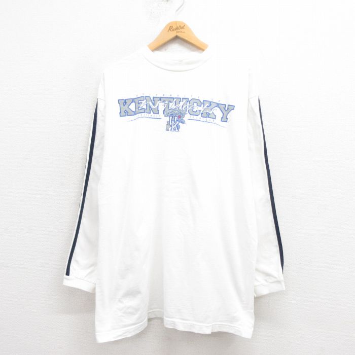 XL★古着 長袖 ビンテージ Tシャツ メンズ 00年代 00s ケンタッキー コットン 白 ホワイト 25aug13 中古