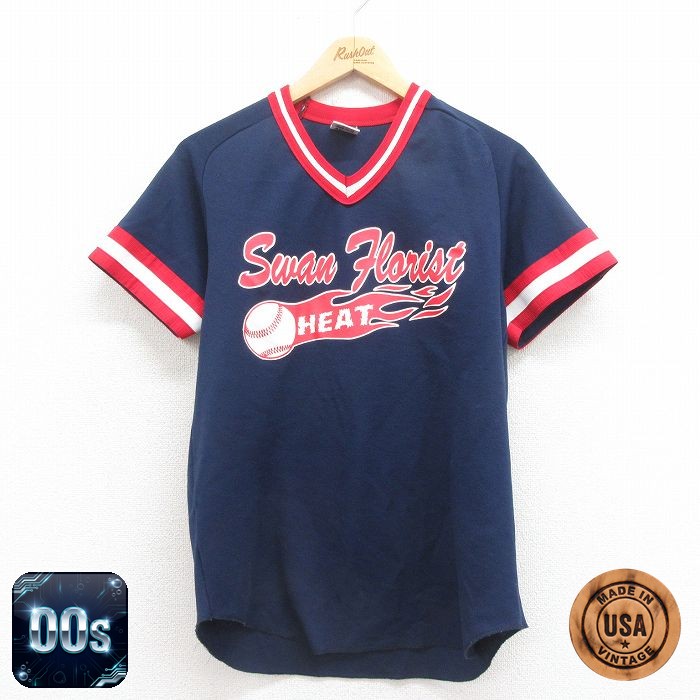00s 半袖Tシャツ HEAT ラグラン ネイビー M | 古着