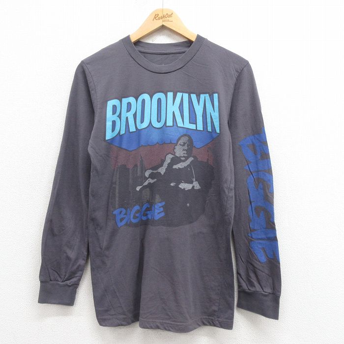 S★古着 長袖 ヒップホップ ラップ Tシャツ メンズ ノトーリアスBIG クルーネック グレー 25aug18 中古