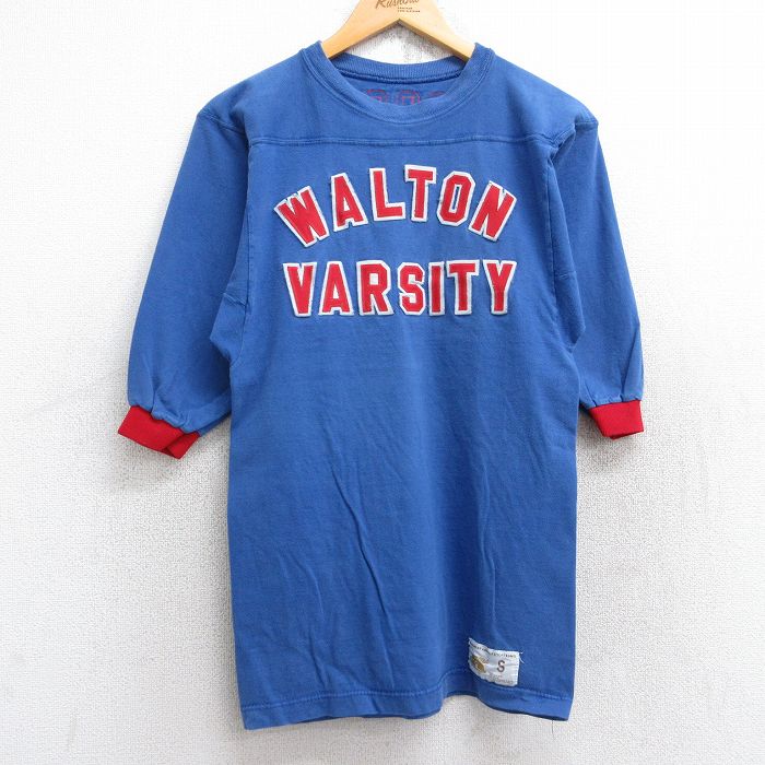 【50%OFF】XS★古着 ラッセル 半袖 ビンテージ フットボール Tシャツ メンズ 70年代 70s WALTON VARSITY POOH 10 クルーネック USA製 青 ブルー 【spe】 25aug18 中古