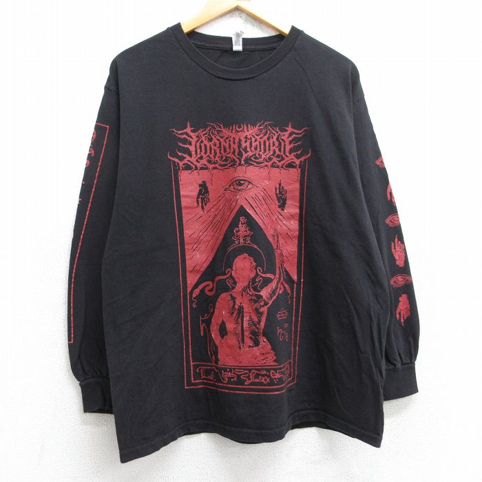 L★古着 長袖 ロック バンド Tシャツ メンズ ローナショア コットン クルーネック 黒 ブラック 25aug18 中古