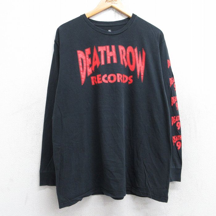 XL★古着 長袖 ロック バンド Tシャツ メンズ デスロウレコード コットン クルーネック 黒 ブラック 25aug18 中古