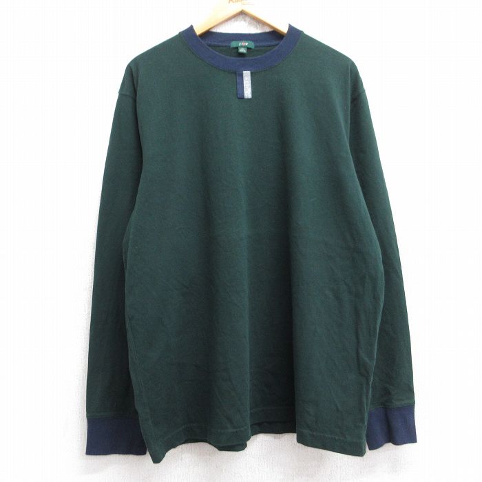 【50%OFF】XL★古着 ジェイクルー J.CREW 長袖 ビンテージ Tシャツ メンズ 00年代 00s 無地 大きいサイズ コットン クルーネック 緑 グリーン 25aug18 中古