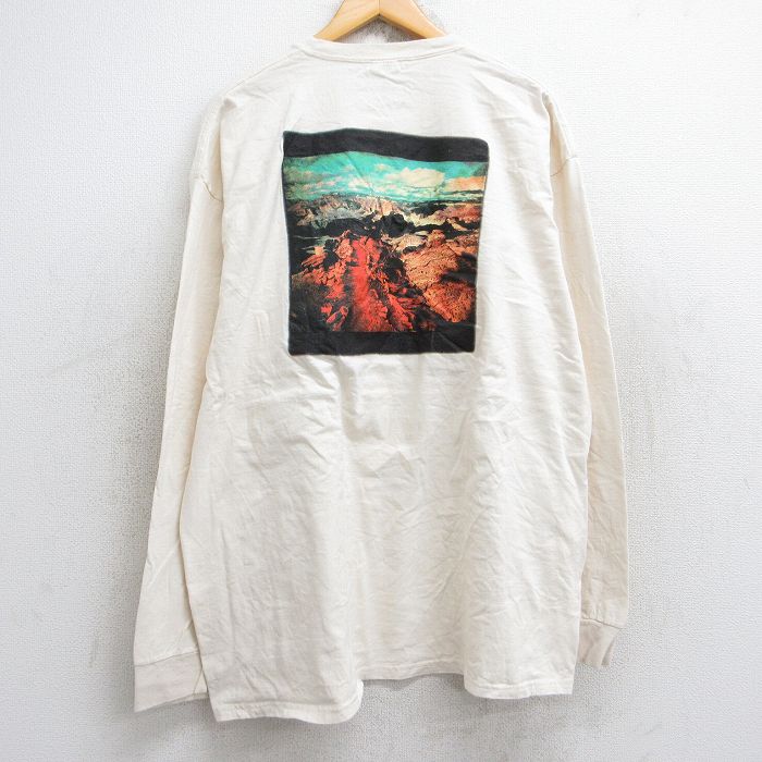 XL★古着 長袖 ビンテージ Tシャツ メンズ 00年代 00s グランドキャニオン 大きいサイズ コットン クルーネック 生成り 25aug18 中古