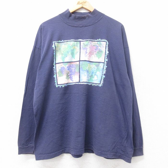 90s 長袖Tシャツ ネイビー XL | 古着