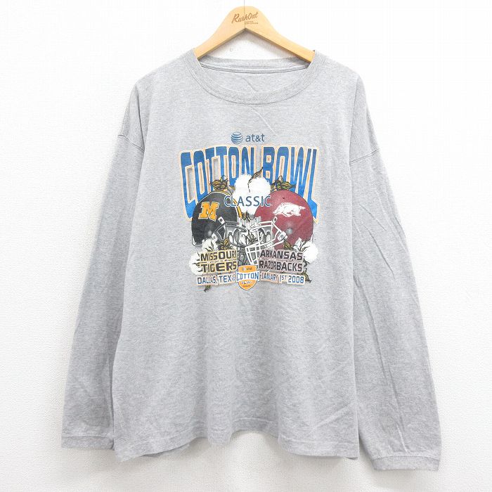 00s 長袖Tシャツ ミズーリタイガースアーカンソーレイザーバックス グレー XL | 古着