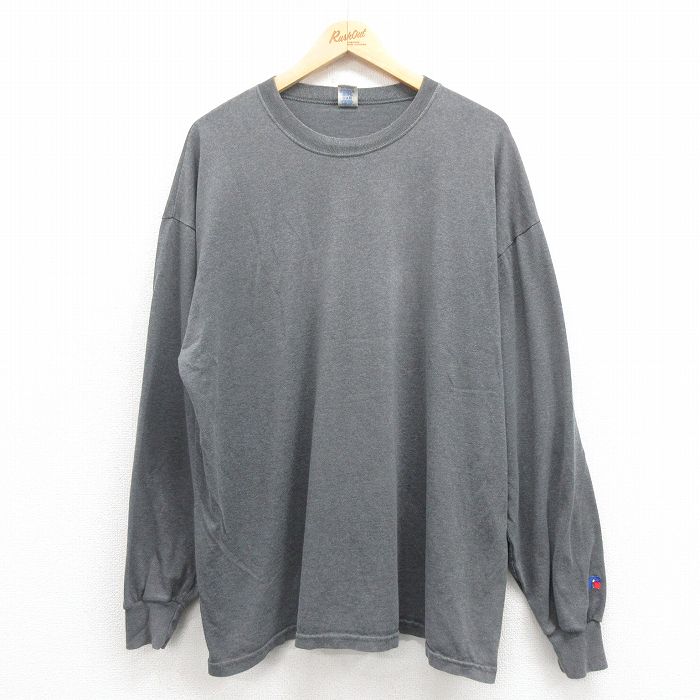 ラッセル 00s 長袖Tシャツ ワンポイントロゴ グレー XL | 古着