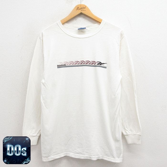 リーボック 00s 長袖Tシャツ ビッグロゴ ホワイト M | 古着