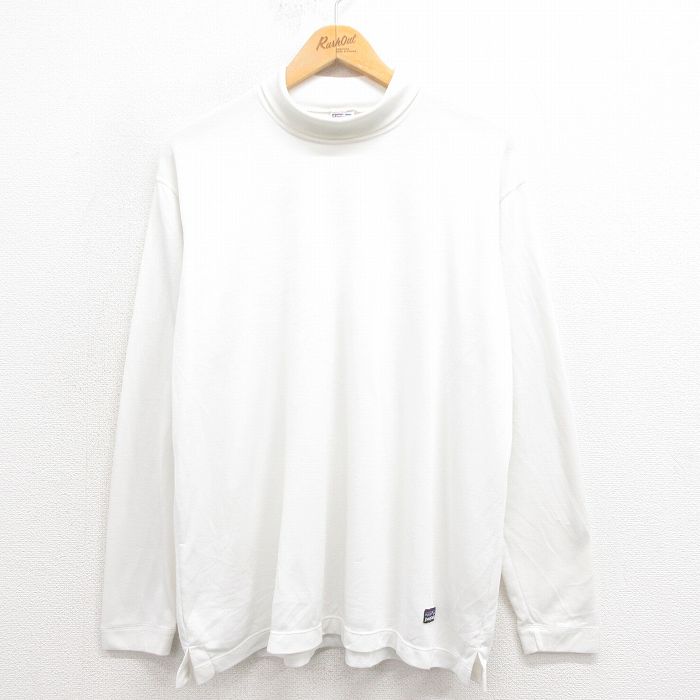 XL★古着 パタゴニア patagonia 長袖 ビンテージ Tシャツ メンズ 00年代 00s 無地 キャプリーン タートルネック ハイネック USA製 白 ホワイト 25aug21 中古