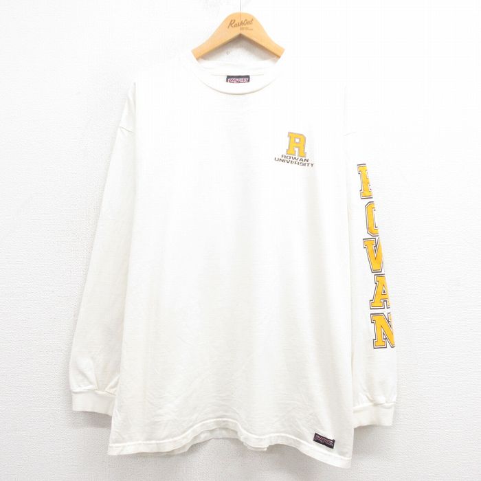 XL★古着 ジャンスポーツ 長袖 ビンテージ Tシャツ メンズ 90年代 90s ROWAN 大きいサイズ コットン USA製 白 ホワイト 25aug21 中古
