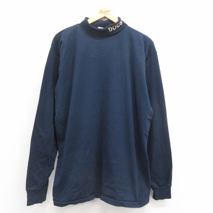 XL★古着 長袖 ビンテージ Tシャツ メンズ 90年代 90s DOCS コットン タートルネック ハイネック 紺 ネイビー 25aug21 中古