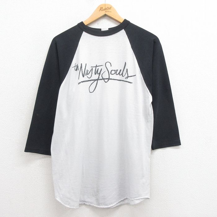 L★古着 7分袖 ビンテージ Tシャツ メンズ 00年代 00s Nasty ツートンカラー ラグラン 薄グレー 25aug21 中古 7分丈 七分丈 七分袖