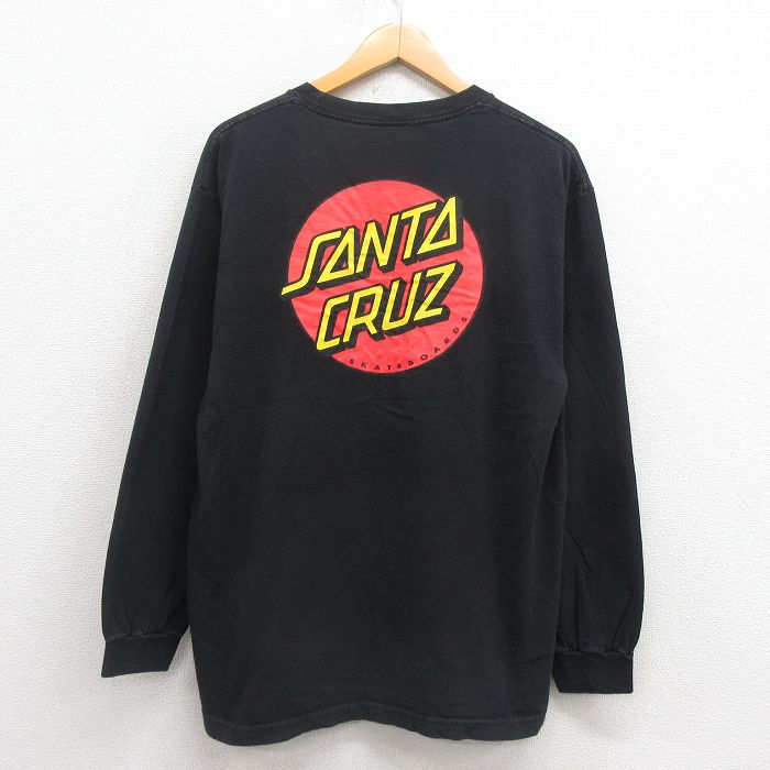 L★古着 サンタクルーズ 長袖 Tシャツ メンズ ビッグロゴ コットン クルーネック 黒 ブラック 25aug21 中古