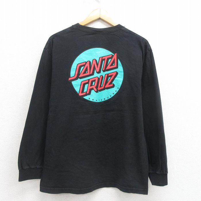 L★古着 サンタクルーズ 長袖 Tシャツ メンズ ビッグロゴ クルーネック 黒 ブラック 25aug21 中古