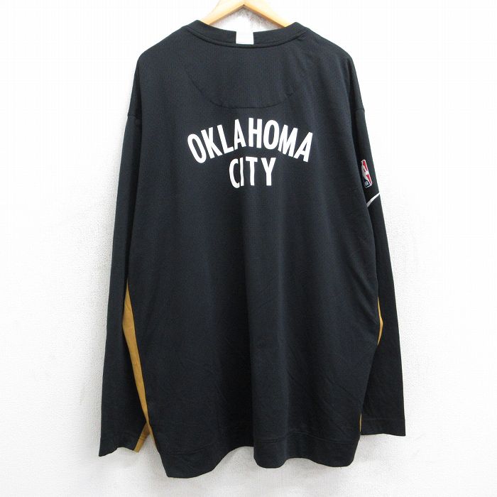 XL★古着 ナイキ NIKE 長袖 Tシャツ メンズ NBA オクラホマシティサンダー ドライフィット 大きいサイズ ロング丈 クルーネック 黒他 ブラック バスケットボール 25aug22 中古