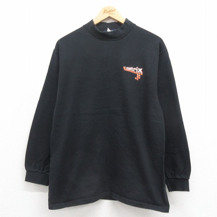 L★古着 長袖 ビンテージ Tシャツ メンズ 00年代 00s matrix コットン モックネック ハイネック 黒 ブラック 25aug22 中古