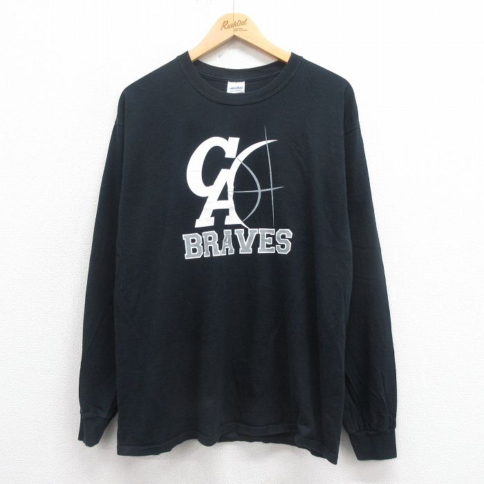【50%OFF】L★古着 長袖 ビンテージ Tシャツ メンズ 00年代 00s CA コットン クルーネック 黒 ブラック 25aug22 中古