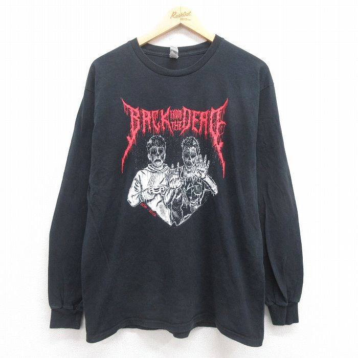 L★古着 長袖 ロック バンド Tシャツ メンズ BACK FROM THE DEAD コットン クルーネック 黒 ブラック 25aug22 中古