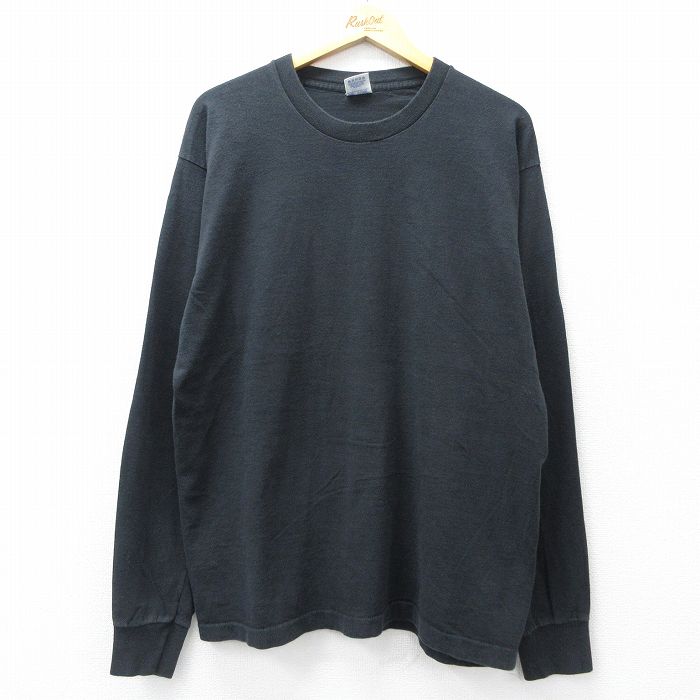 XL★古着 BVD 長袖 ビンテージ Tシャツ メンズ 90年代 90s 無地 大きいサイズ コットン クルーネック USA製 黒 ブラック 【spe】 25aug28 中古