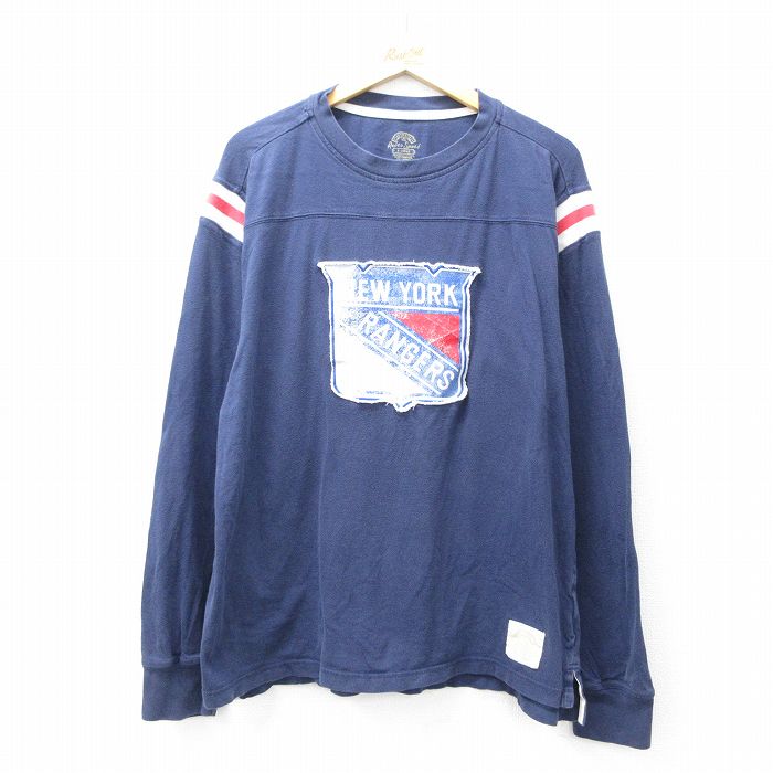 NHL ニューヨークレンジャーズ 長袖フットボールTシャツ アイスホッケー ネイビー XL | 古着
