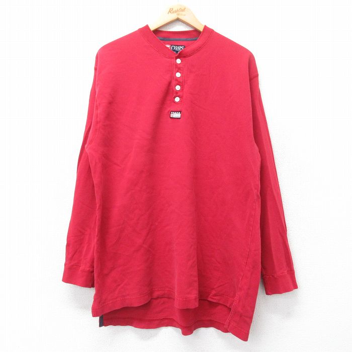 【50%OFF】XL★古着 ラルフローレン Ralph Lauren チャップス 長袖 ビンテージ ブランド Tシャツ メンズ 90年代 90s ロング丈 コットン 赤 レッド 25aug28 中古