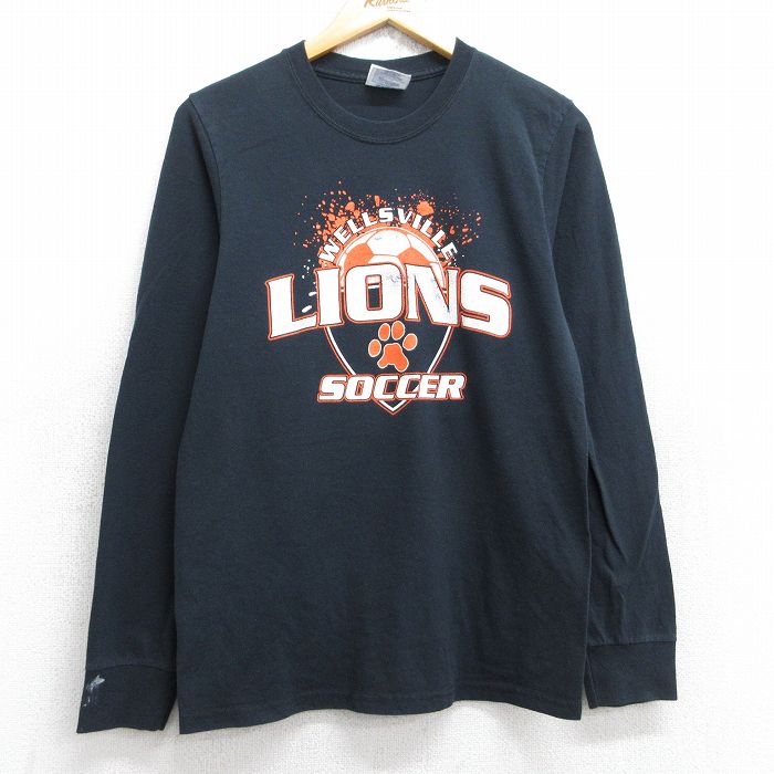 S★古着 長袖 ビンテージ Tシャツ メンズ 00年代 00s ウェルズビルライオンズ サッカー BUCHHOLZ 18 クルーネック 黒 ブラック 25aug28 中古