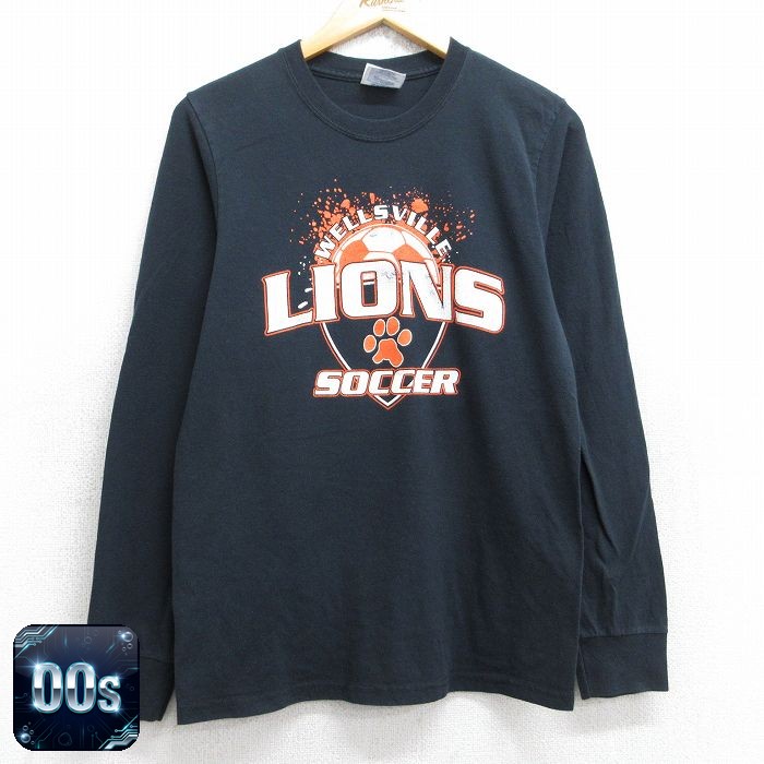 【50%OFF】00s 長袖Tシャツ ウェルズビルライオンズサッカー ブラック S | 古着
