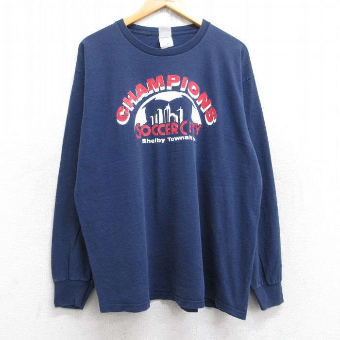 フルーツオブザルーム 00s 長袖Tシャツ チャンピオンズサッカーシティ ネイビー XL | 古着