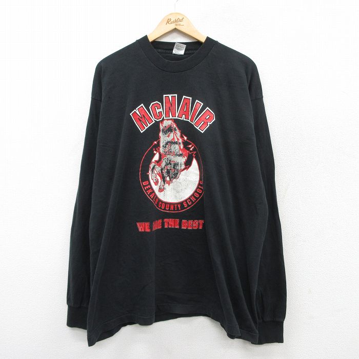【50%OFF】XL★古着 フルーツオブザルーム 長袖 ビンテージ Tシャツ メンズ 90年代 90s McNAIR 大きいサイズ コットン クルーネック USA製 黒 ブラック 【spe】 25aug28 中古