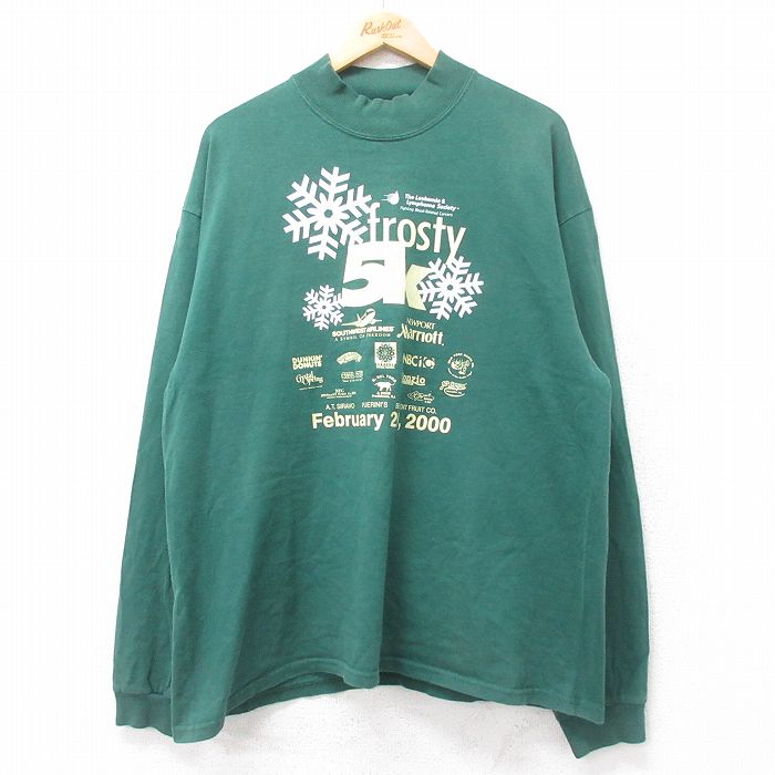 長袖Tシャツ frosty 5K企業広告 グリーン XL | 古着