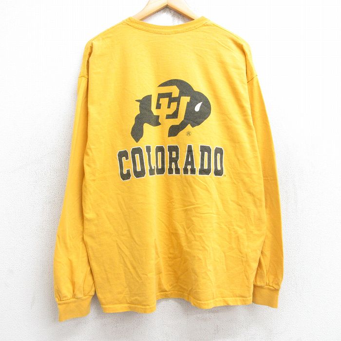 【20%OFF】XL★古着 長袖 ビンテージ Tシャツ メンズ 00年代 00s コロラド 大きいサイズ コットン クルーネック 黄色 イエロー 25aug28 中古