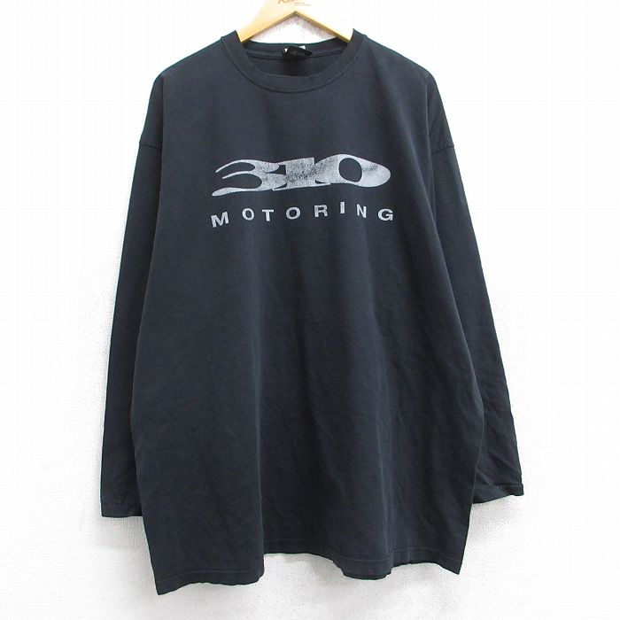 XL★古着 長袖 ビンテージ Tシャツ メンズ 90年代 90s 310 MOTORING 大きいサイズ コットン クルーネック USA製 黒 ブラック 【spe】 25aug29 中古