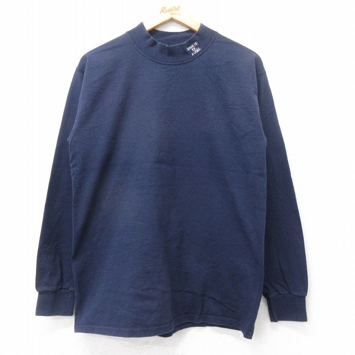 M★古着 長袖 ビンテージ Tシャツ メンズ 00年代 00s Speak up コットン モックネック ハイネック カナダ製 紺 ネイビー 25aug29 中古