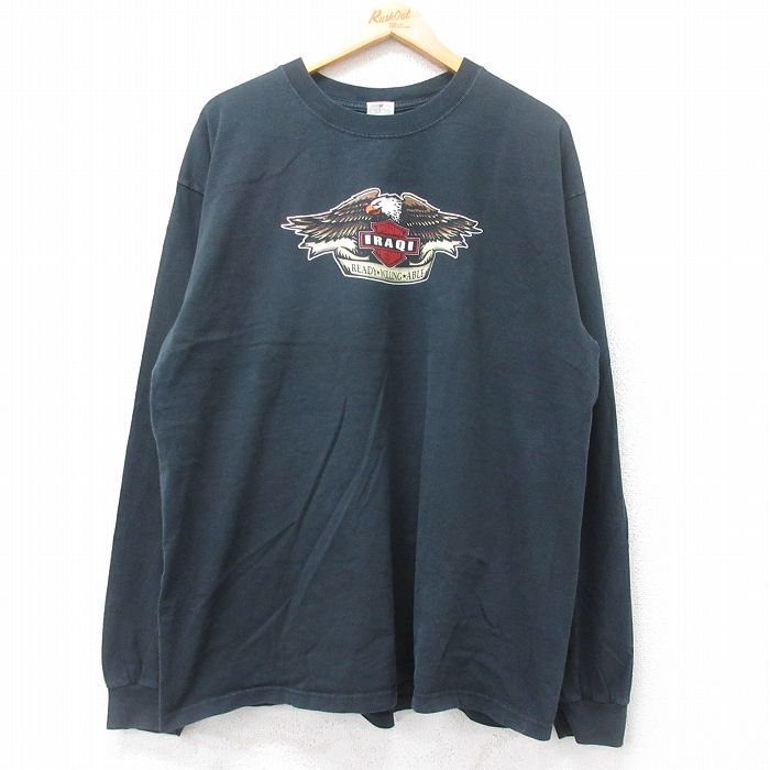 【50%OFF】XL★古着 長袖 ビンテージ Tシャツ メンズ 00年代 00s イラク戦争 鳥 大きいサイズ コットン クルーネック 黒 ブラック 25aug29 中古
