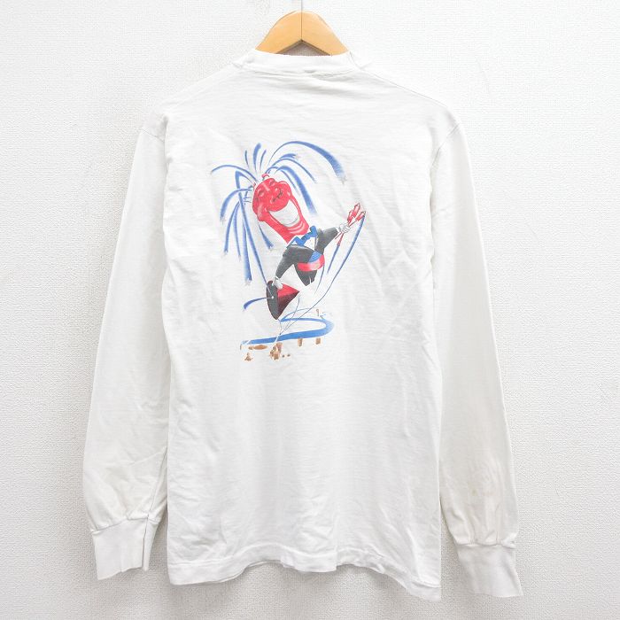 【50%OFF】M★古着 フルーツオブザルーム 長袖 ビンテージ Tシャツ メンズ 90年代 90s タキシード コットン クルーネック USA製 白 ホワイト 25aug29 中古