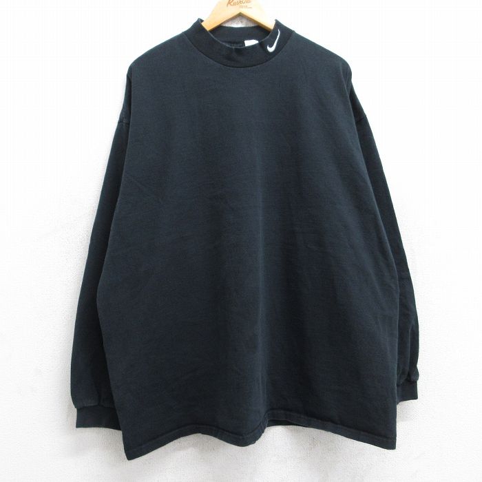 ナイキ 90s 長袖Tシャツ ワンポイントロゴ ブラック XL | 古着