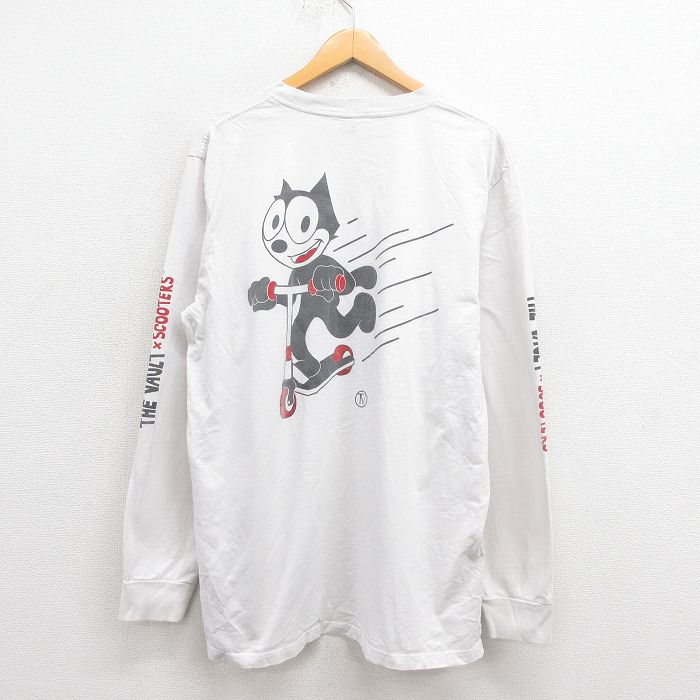 XL★古着 長袖 Tシャツ メンズ フィリックス コットン クルーネック 白 ホワイト 25aug29 中古