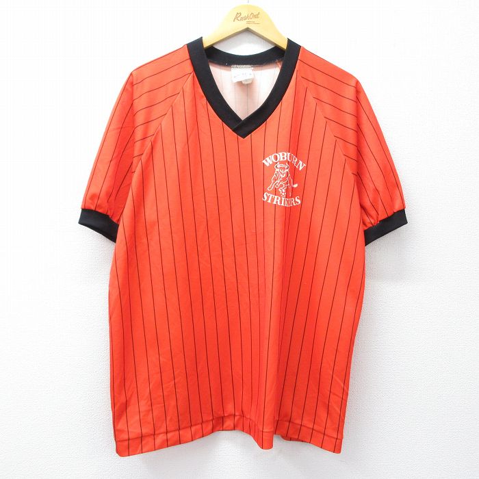 80s 半袖Tシャツ ラグラン オレンジストライプ XL | 古着