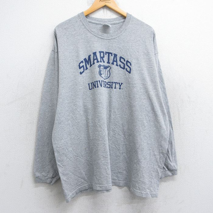 XL★古着 ジャージーズ 長袖 ビンテージ Tシャツ メンズ 00年代 00s SMARTASS 大学 大きいサイズ クルーネック グレー 霜降り 25aug30 中古